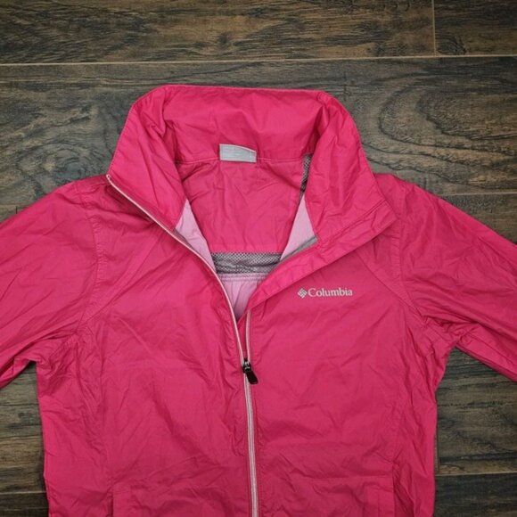 Columbia Windbreaker Jacket Women's Small Pink 100% Nylon W/Hideaway Hood - Picture 7 of 11